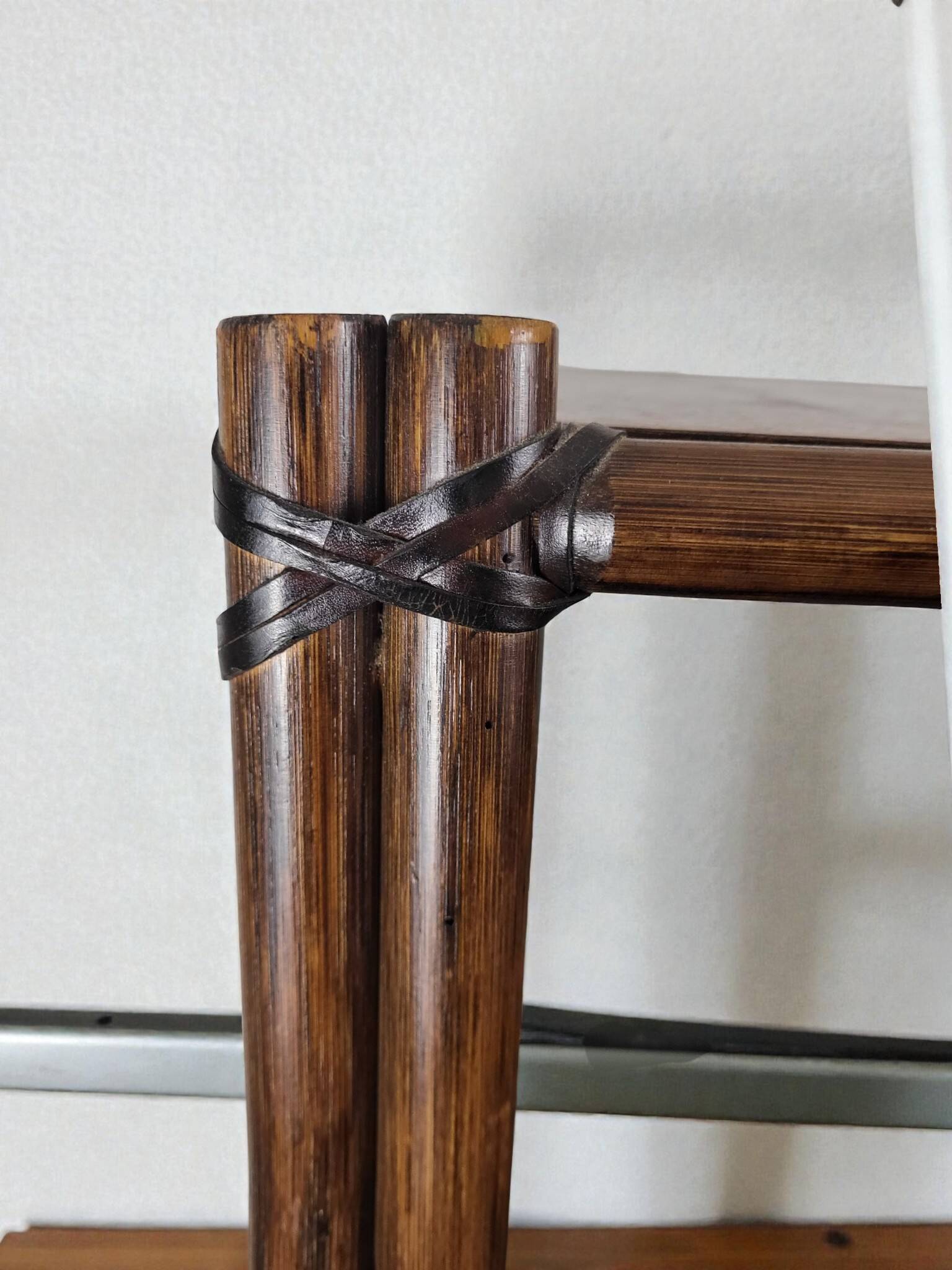 Bamboo shelf with smoked glass, 1970s