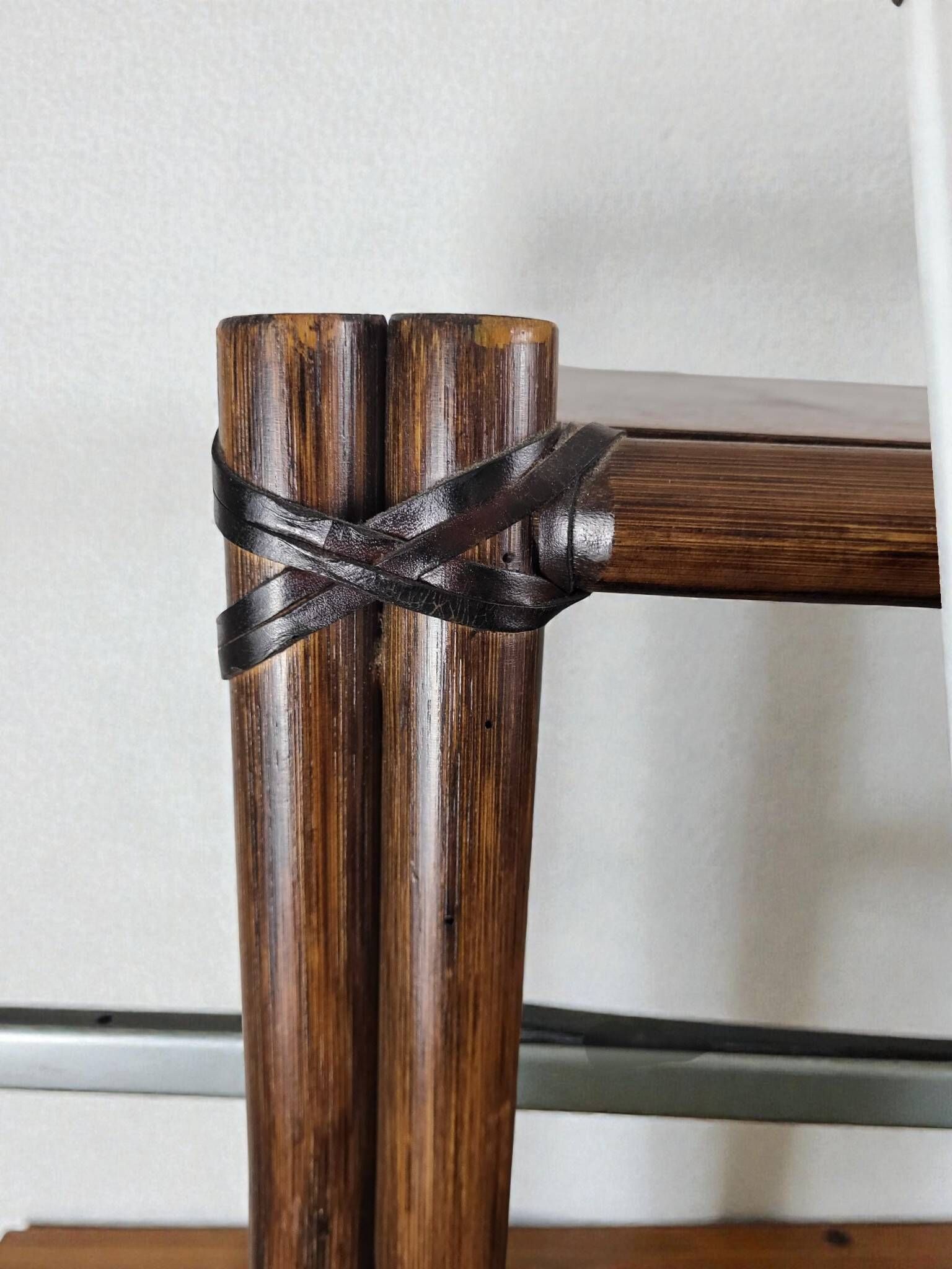 Bamboo shelf with smoked glass, 1970s