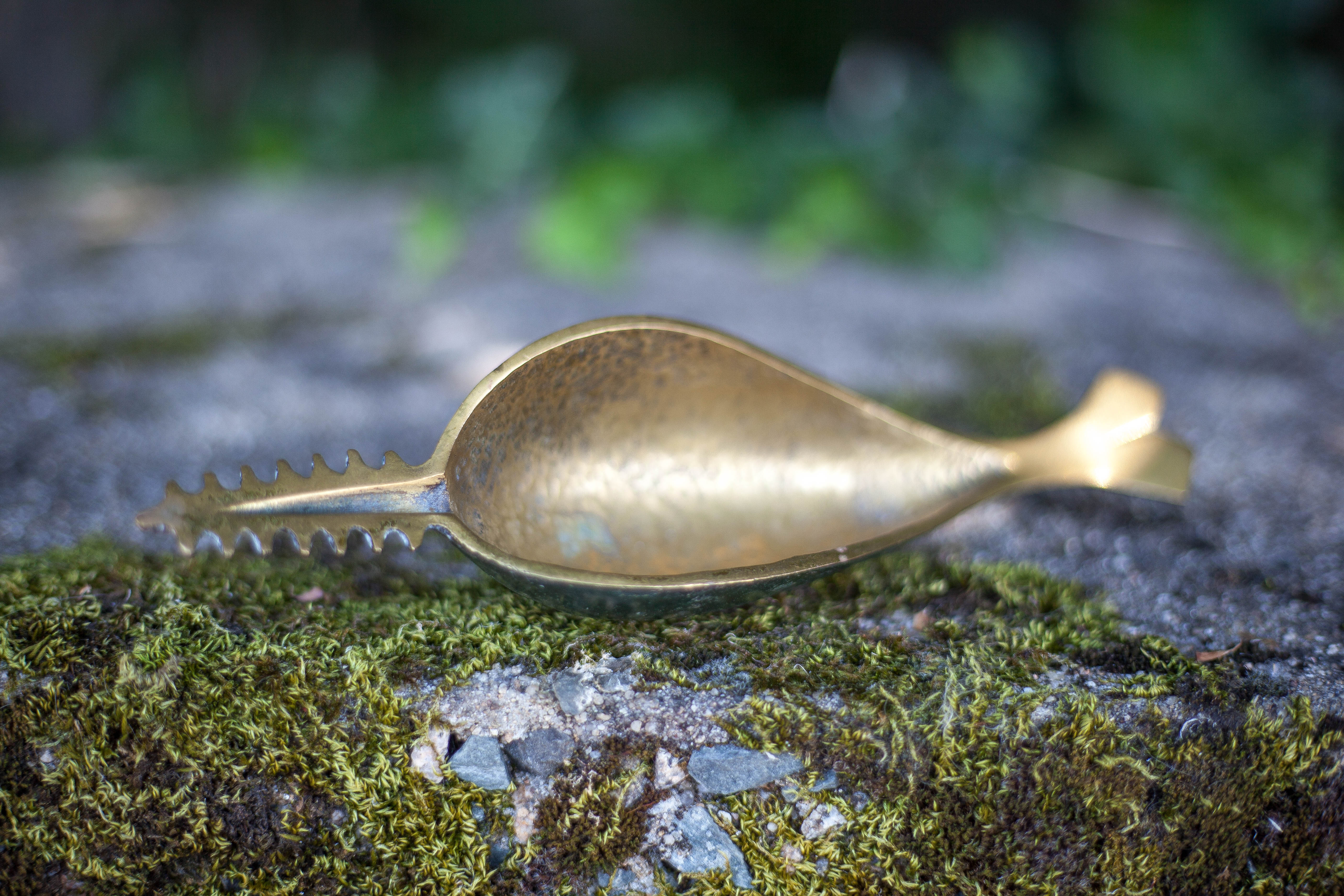 Brass ashtray, fish saw, modernist, decoration