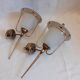 pair of wall-mounted torch lights corner 1950-1960 Arlus or Lunel glass metal