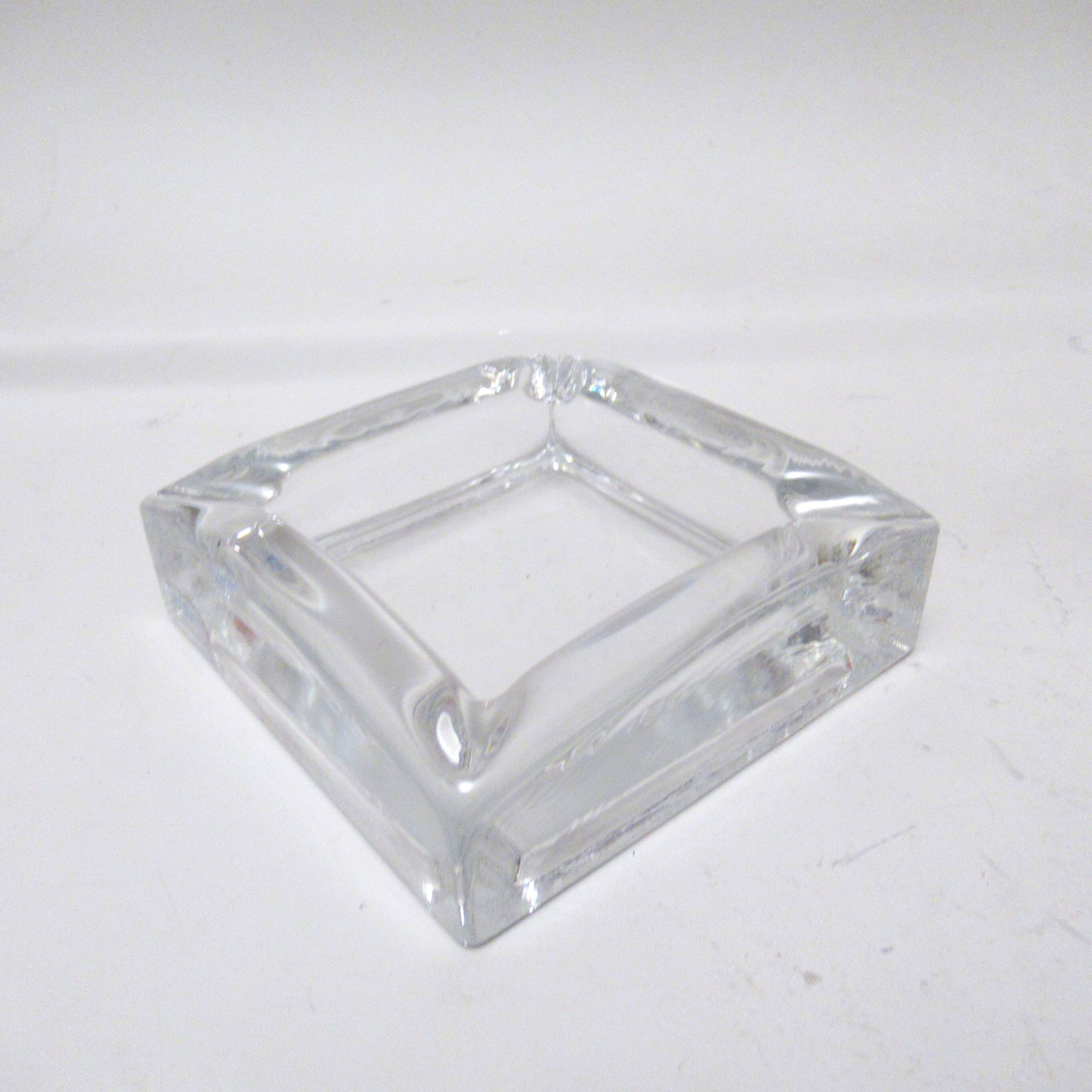 Scandinavian glass ashtray Nybro Sweden 1970