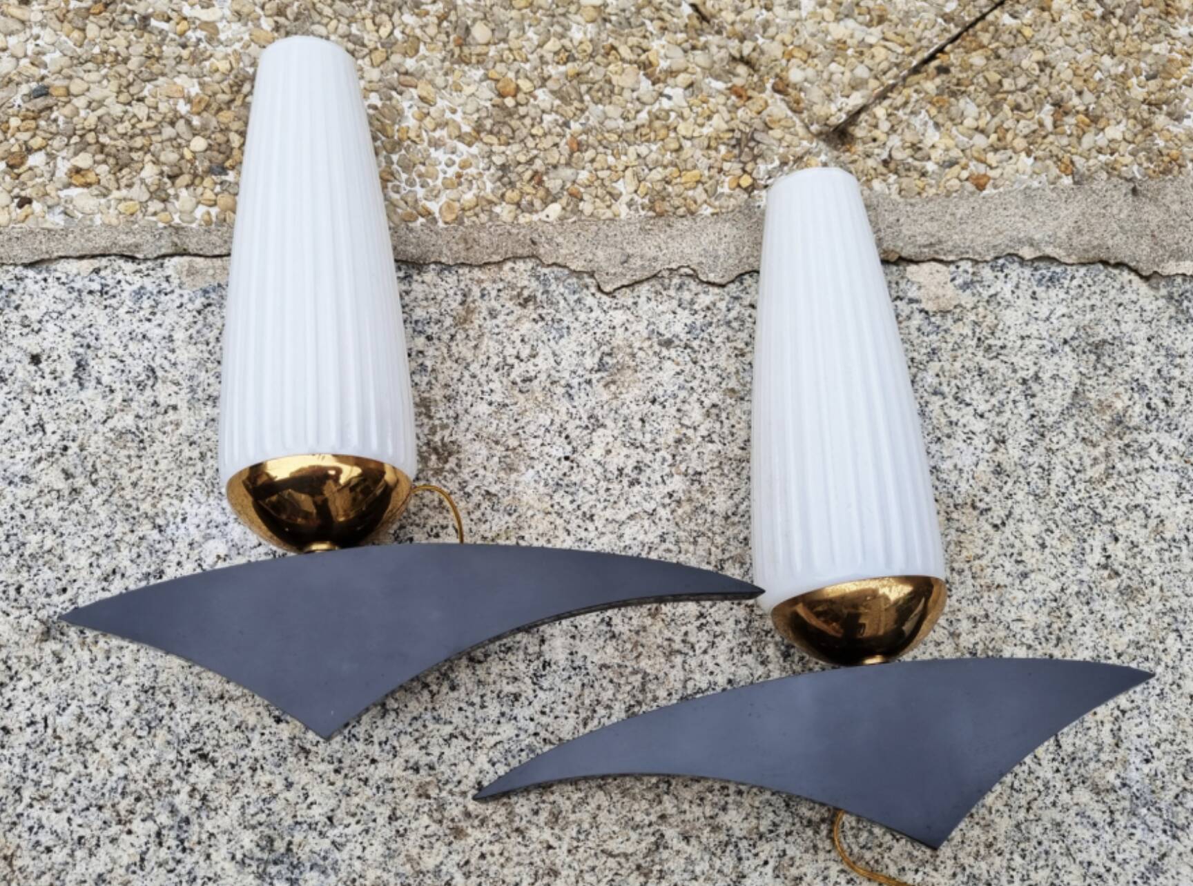 Pair of modernist wall lamps, vintage, 50s