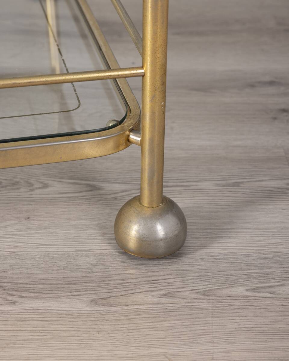 Vintage 1970s gold-plated metal and glass coffee table, designed by Allegri