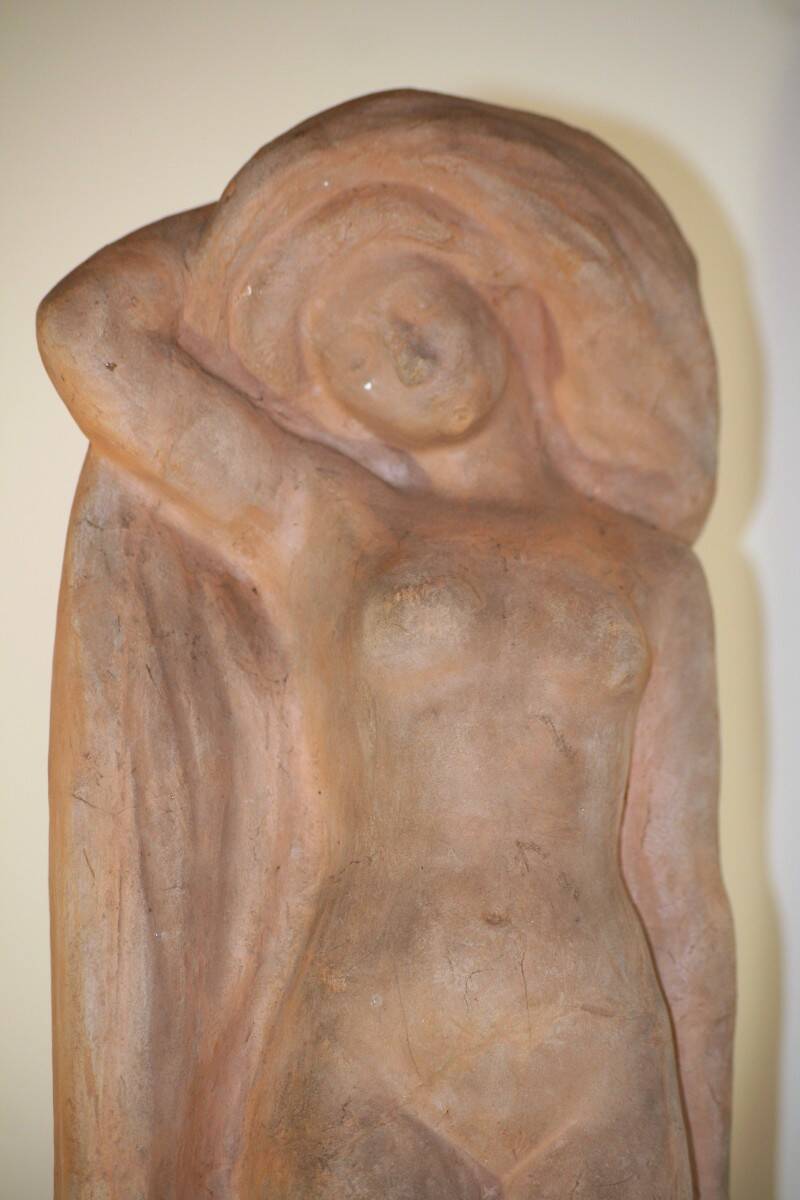 Terracotta Sculpture, Nude Bather, Signed Alfred Jean Halou, Early 20th Century 1910/1920