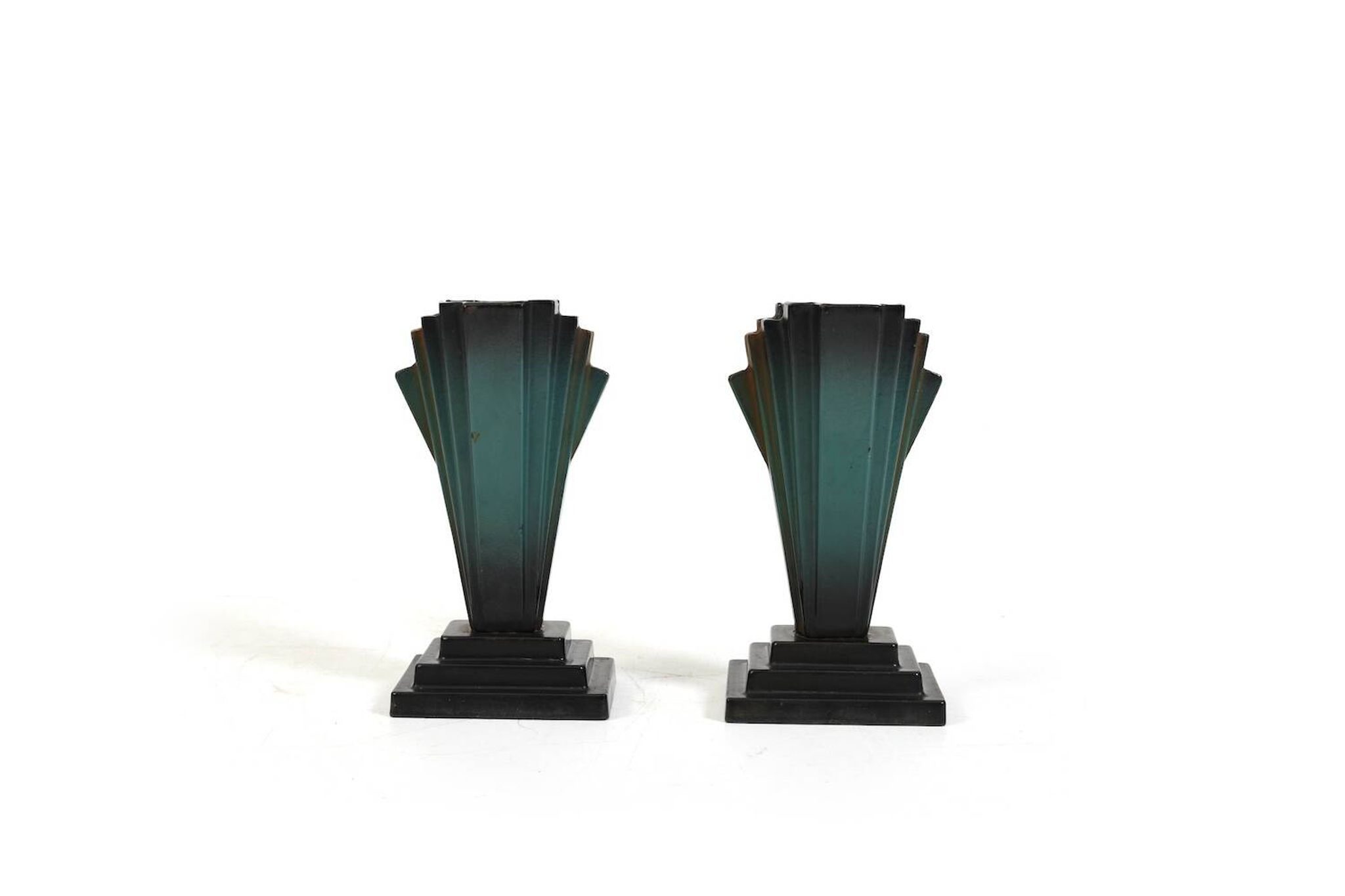 Vases mortuaires danois Art Déco en fer émaillé, années 1920