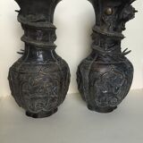 Pair of large bronze vases
