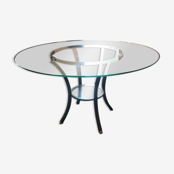 Round dining table in glass Pierre Vandel