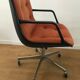 Vintage orange armchair model 451 with wheels by Steelcase Strafor, design by Randall Buck
