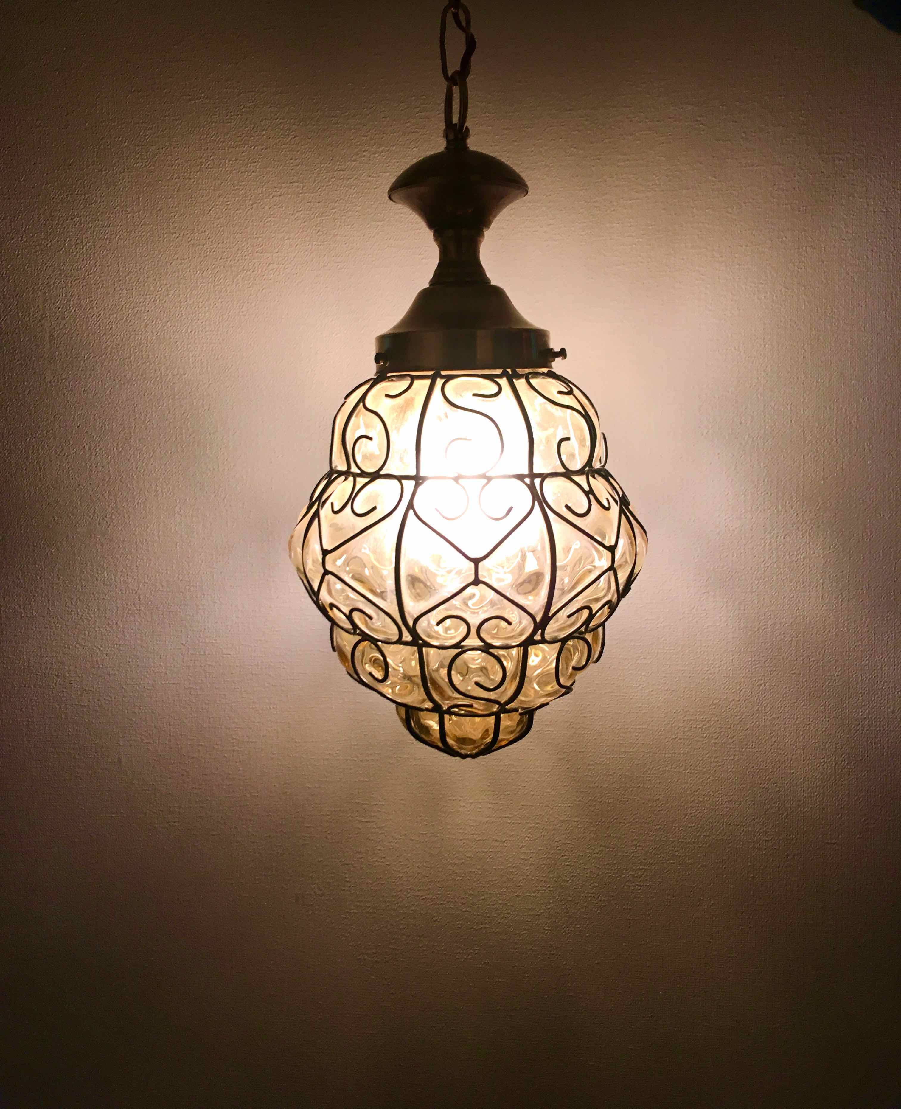 Amber Venetian lantern pendant light