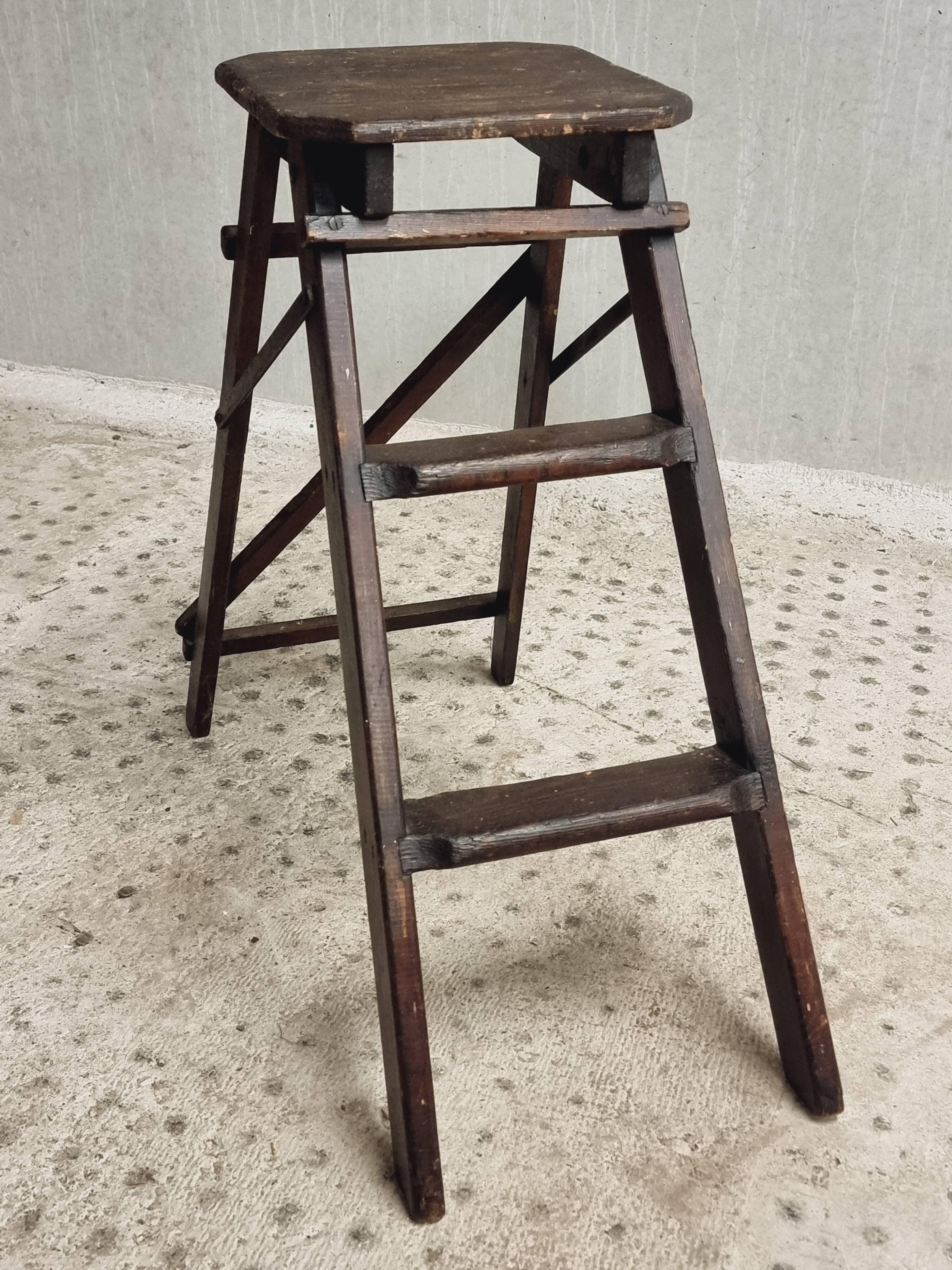 Old wooden stepladder library steps decorative foldable