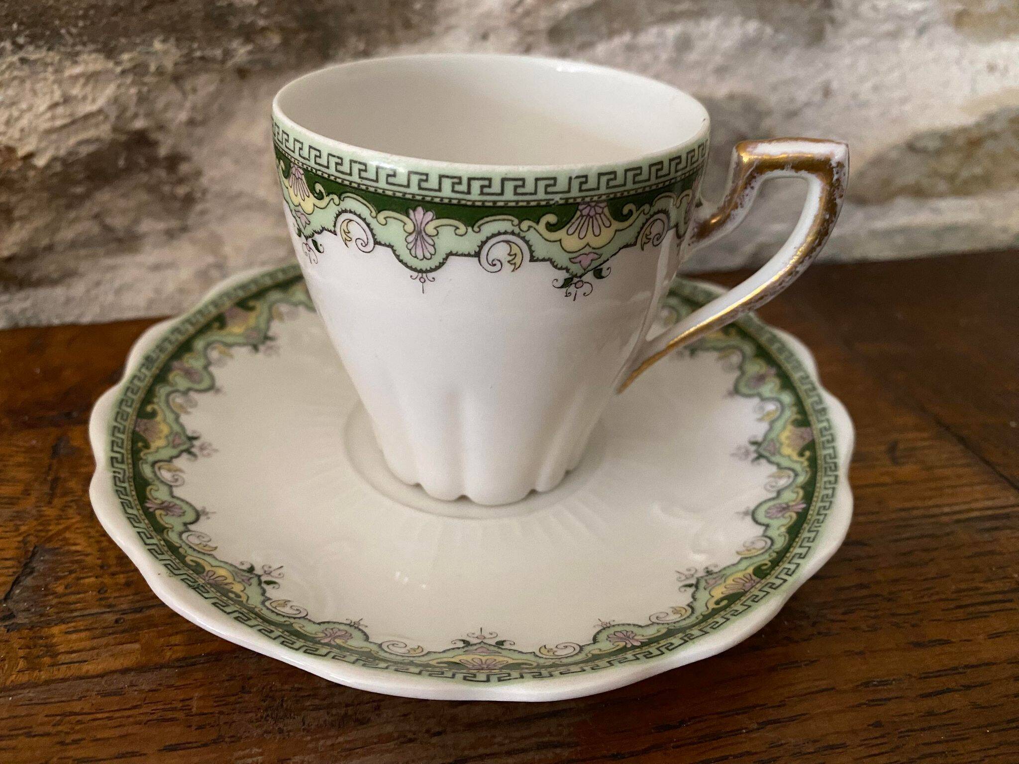 Green decorative cup Limoge porcelain