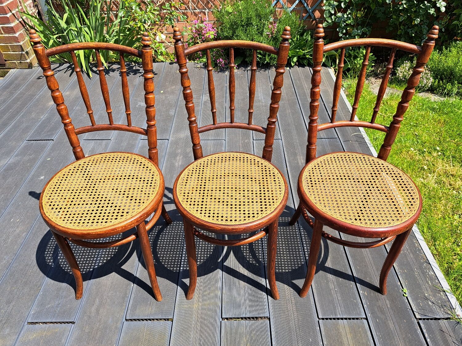 Set of 6 Fischel chairs in cane wood