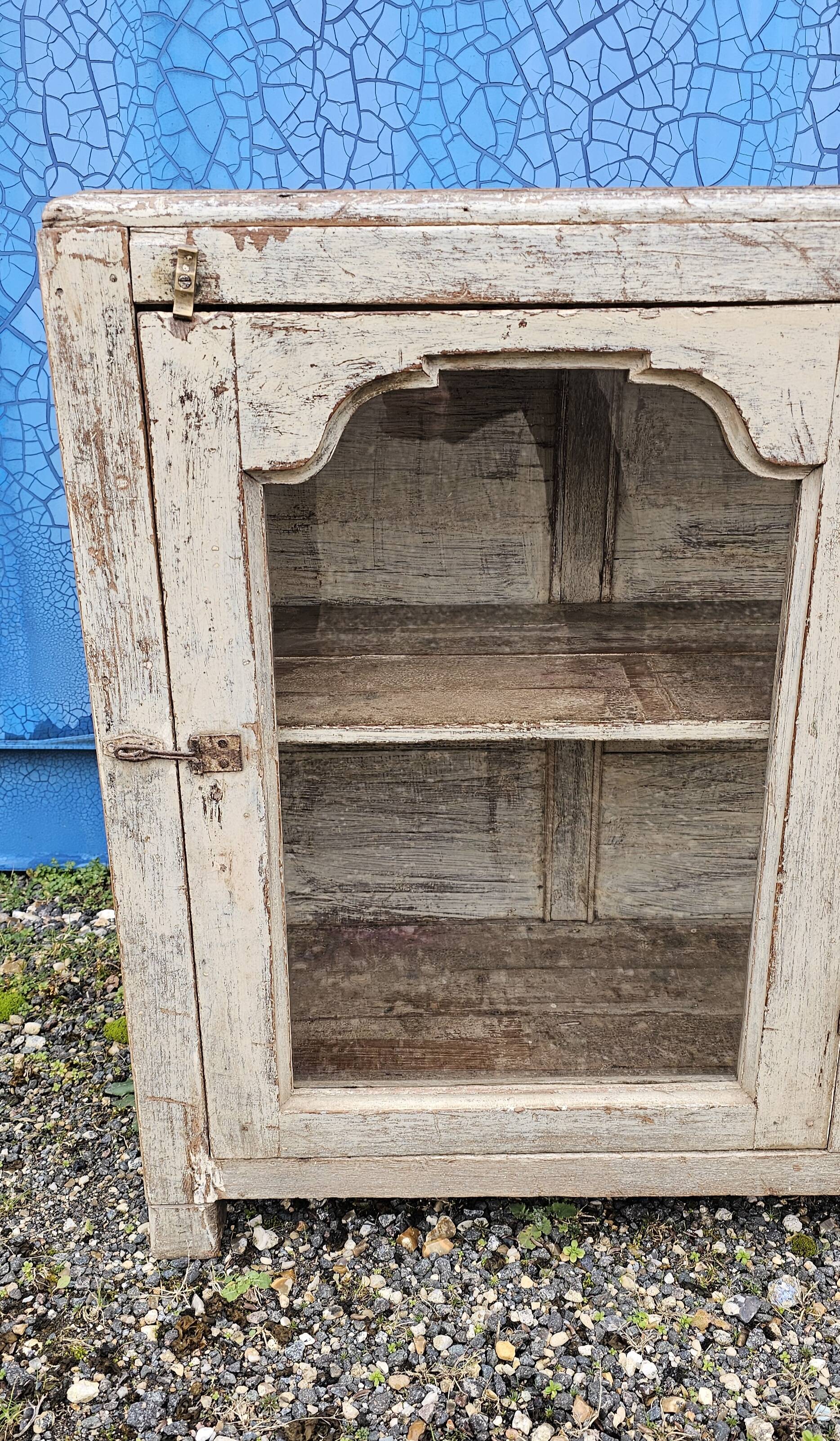 Vintage glass-fronted teak sideboard