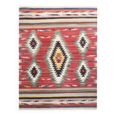Tapis Kilim vintage surdimensionné rouge et vert 9x12, 275x370 cm