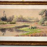 Tableau ancien, paysage signé Andrée Bouchard XX siècle
