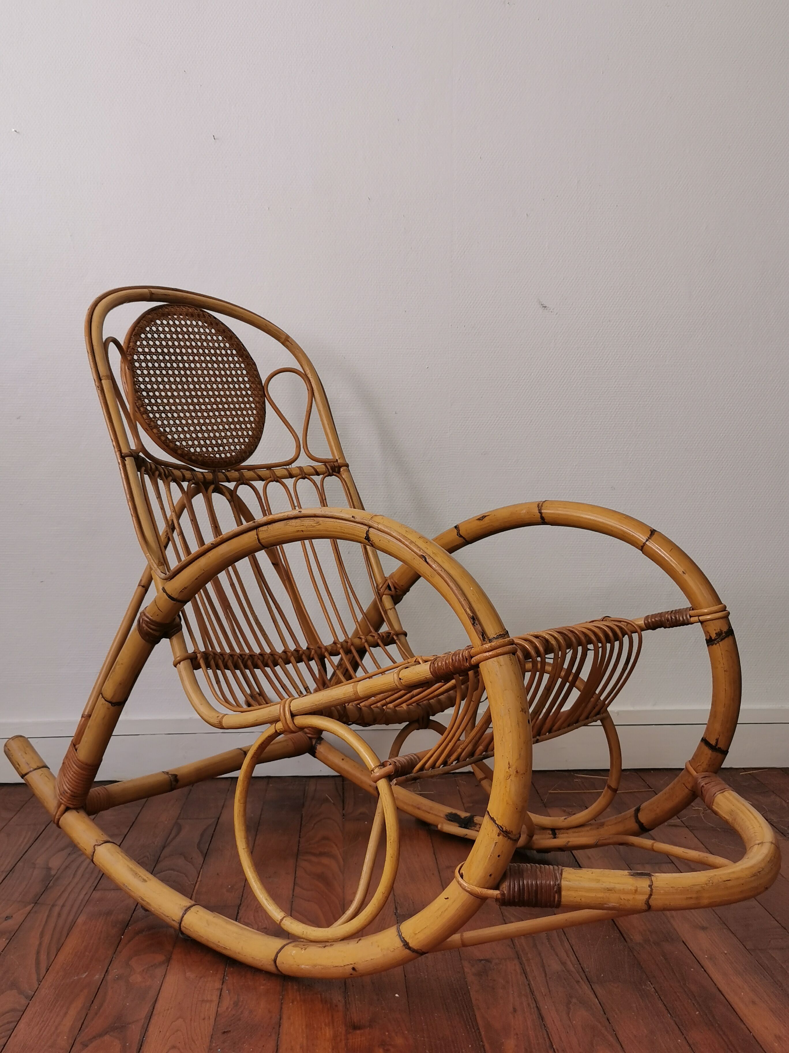 Rocking-chair in balboa and rattan