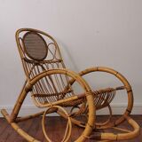 Rocking-chair in balboa and rattan