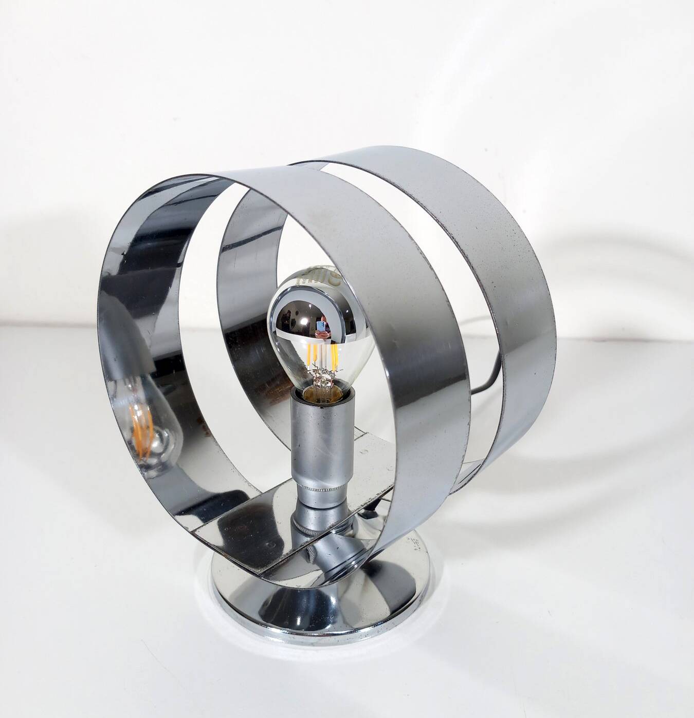 Vintage Table Lamp • Rings • Steel • Space Age • 1970