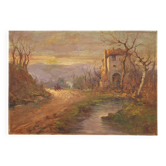 Italian landscape painting signed B. Ferrari from the 30s