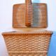 Candy, basket with beige and brown opaline lid, wicker style, PORTIEUX