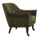 Fauteuil norvégien des années 1970, tissu de meuble vert, bois de teck,