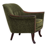 1970s, Norwegian armchair, green furniture fabric, teak wood,