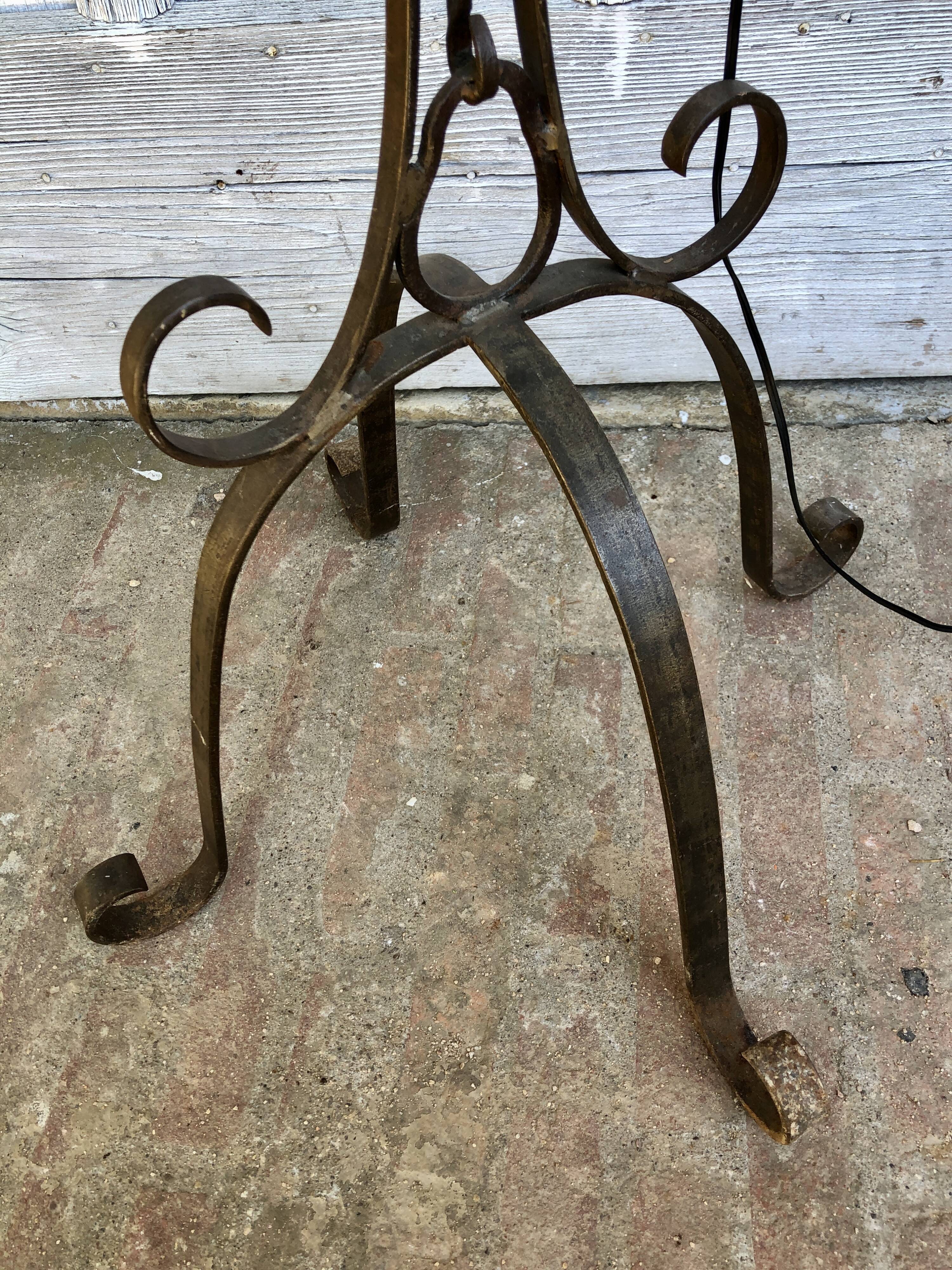 Brutalist wrought iron floor lamp 1970