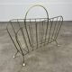 50s vintage gold metal magazine rack