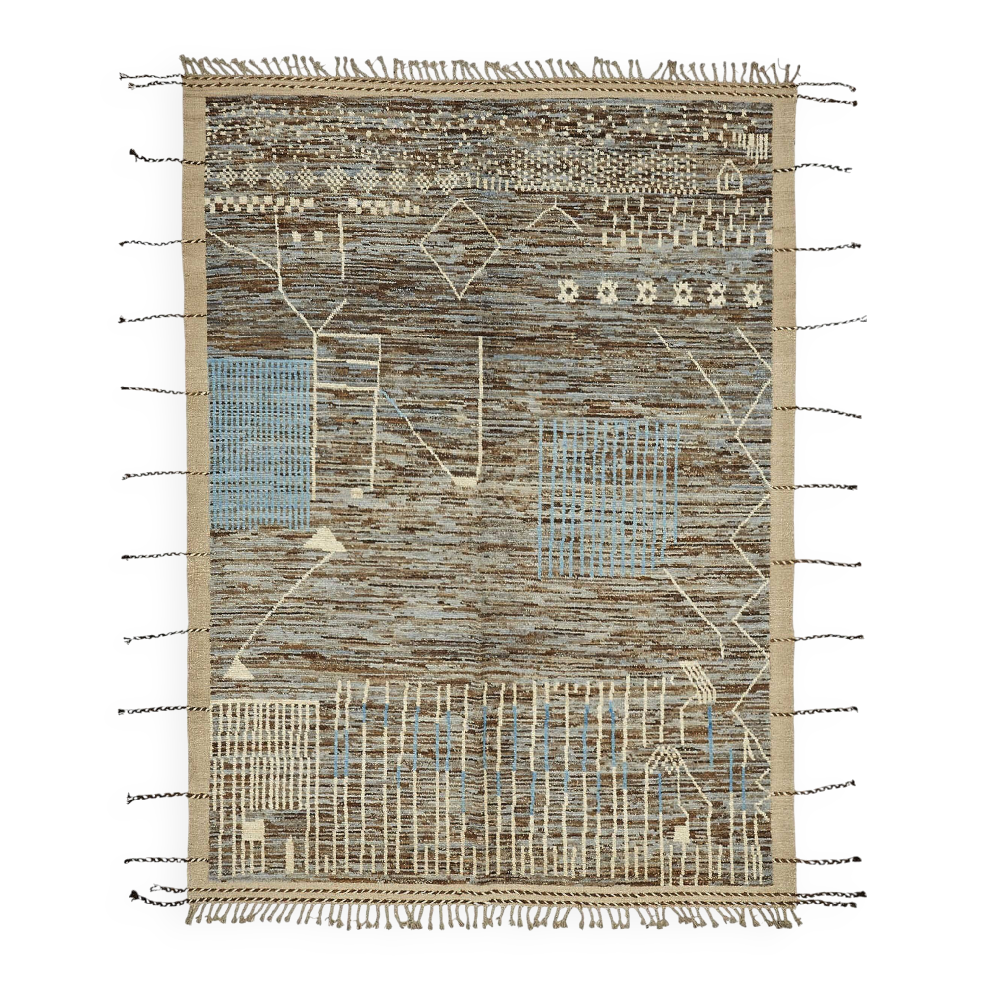 Handmade Turkish One of a Kind 202 cm x 304 cm Brown Wool Carpet