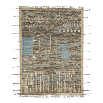 Handmade Turkish One of a Kind 202 cm x 304 cm Brown Wool Carpet