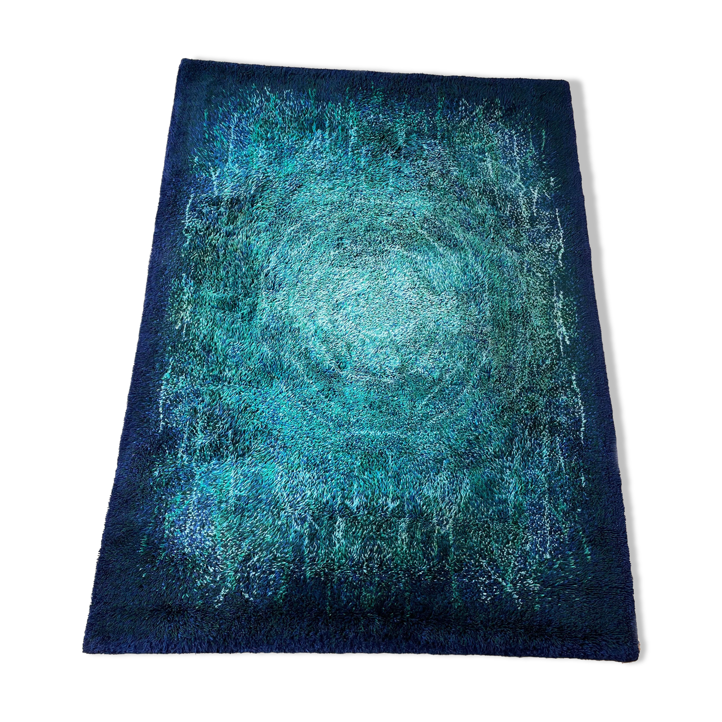 Large "space design" multi-color high pile rya rug by desso netherlands, 1970