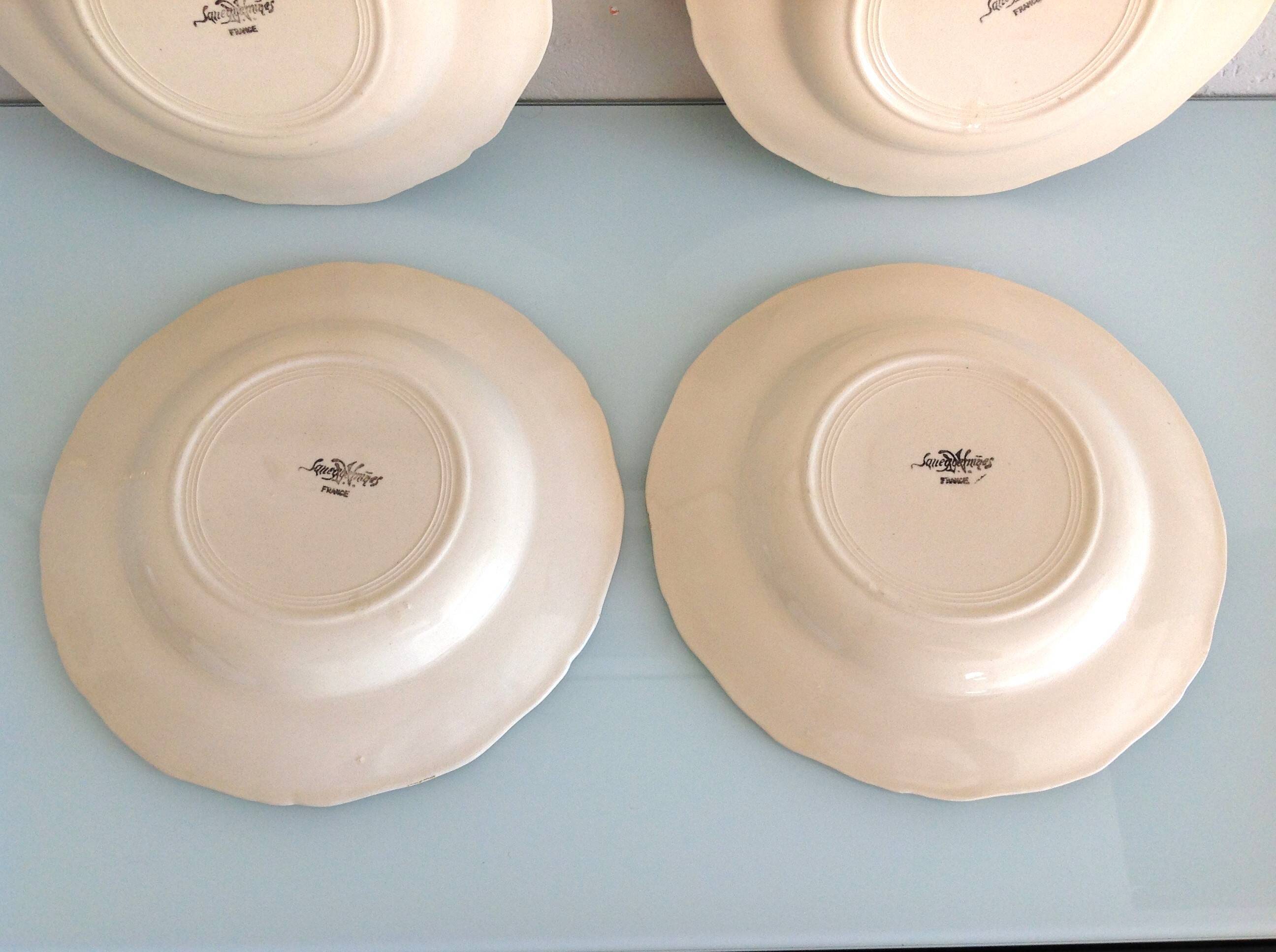 Four soup plates Ivory service/Faienceries de Sarreguemines/vintage 50