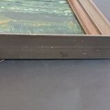 Original oil painting of a landscape with a pond and water lilies by Albert Morhain, 1930.