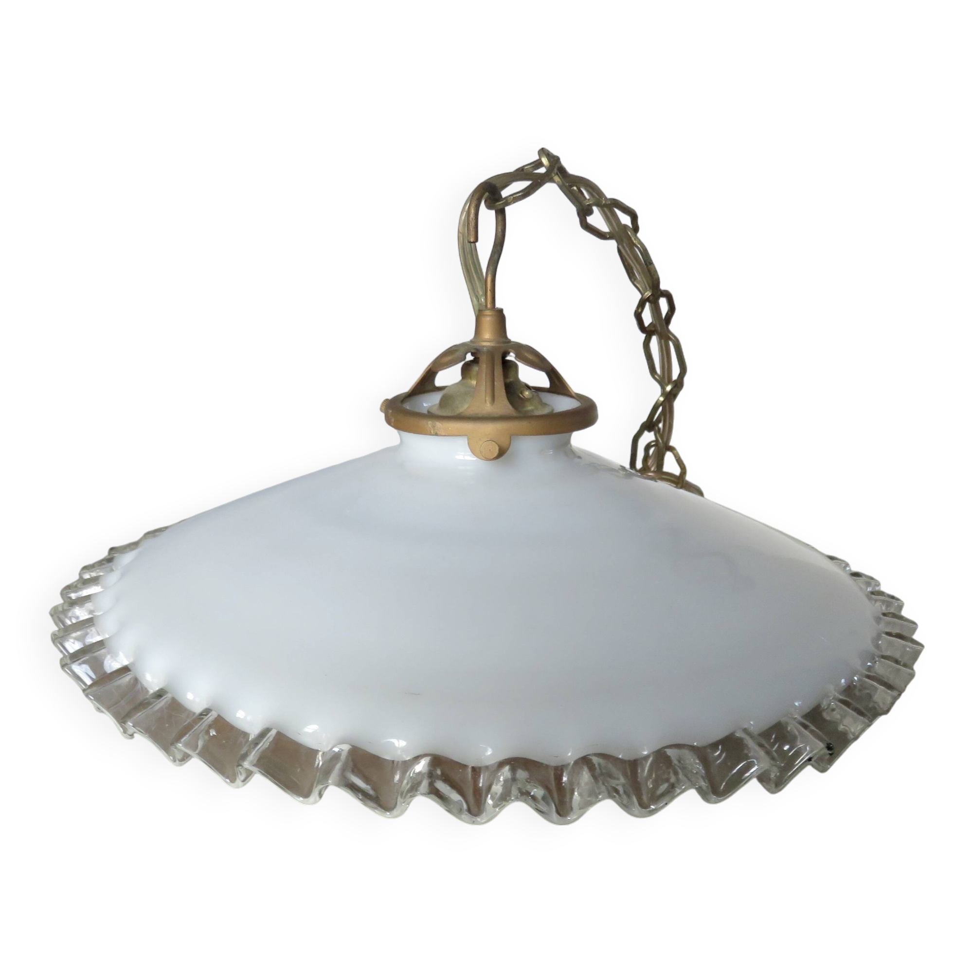 Art Deco pendant light in serrated glass, 1930s