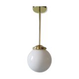 Brass globe opaline white hanging lamp