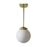 Brass globe opaline white hanging lamp