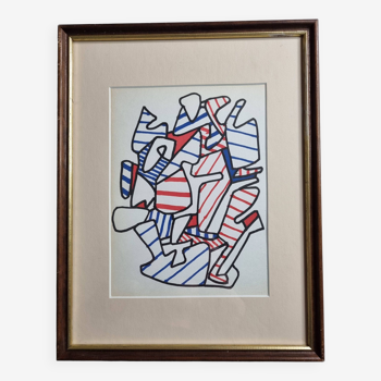 Sérigraphie d'après Jean Dubuffet encadrée sous verre 25 cm par 33 cm