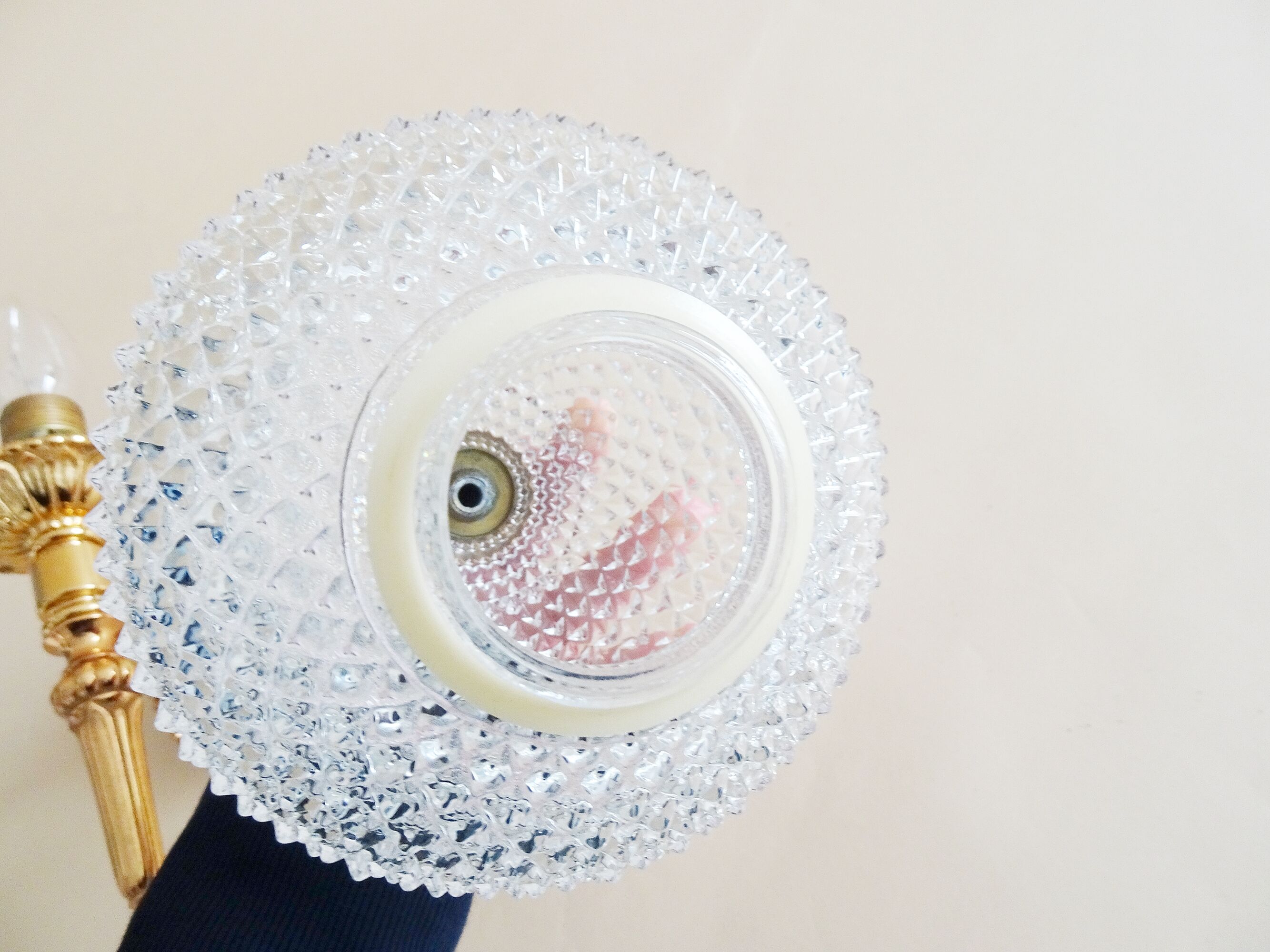 Golden mid century wall lamp by JSB Leuchten with glass ball shade