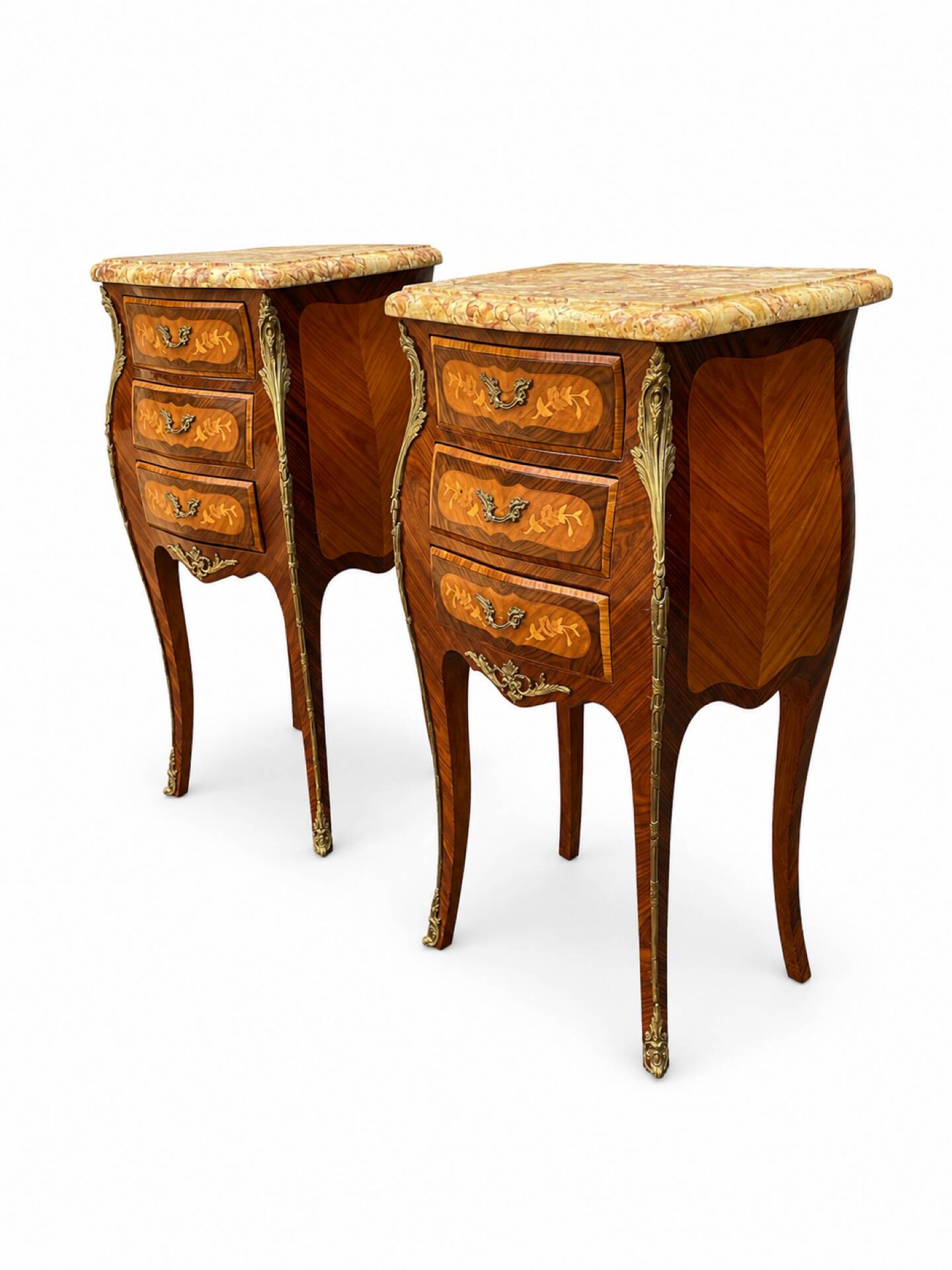 Louis XV bedside tables with floral marquetry