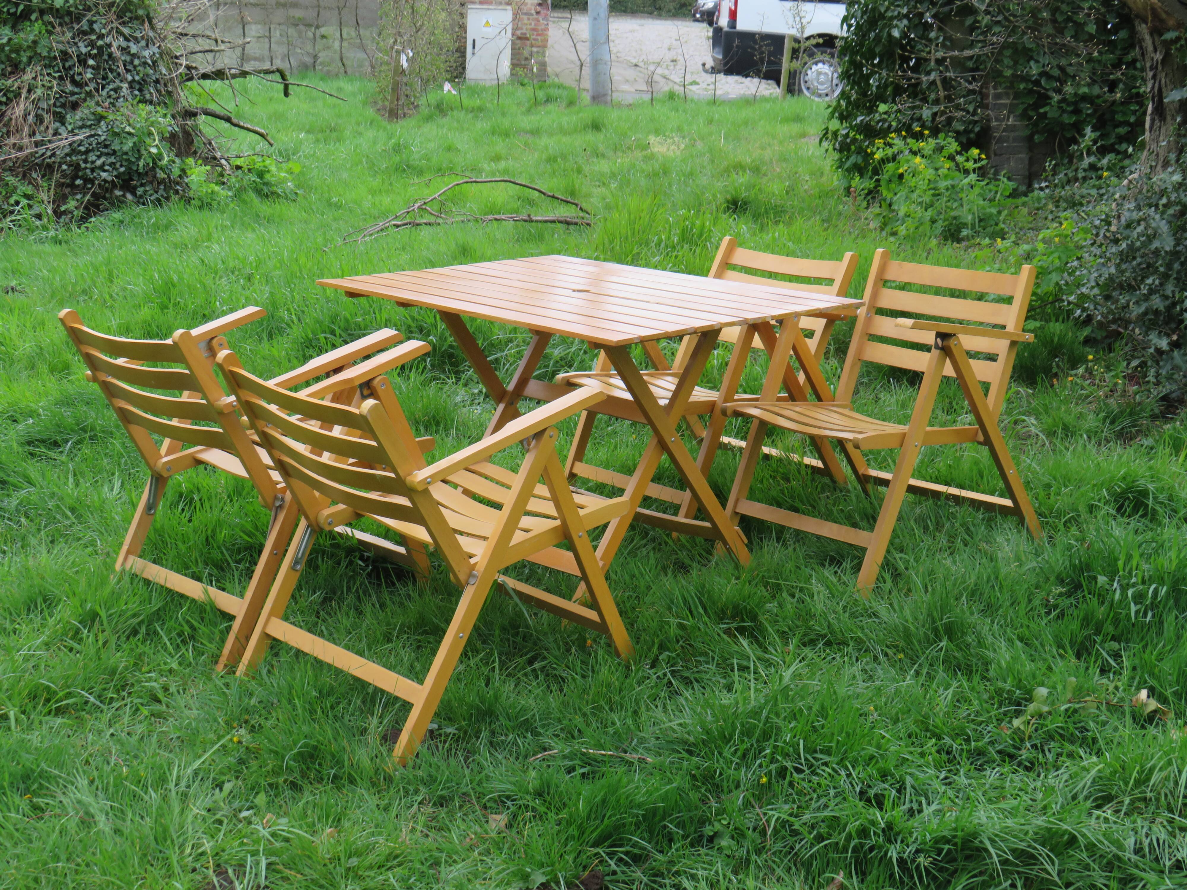 Vintage wood folding garden set.