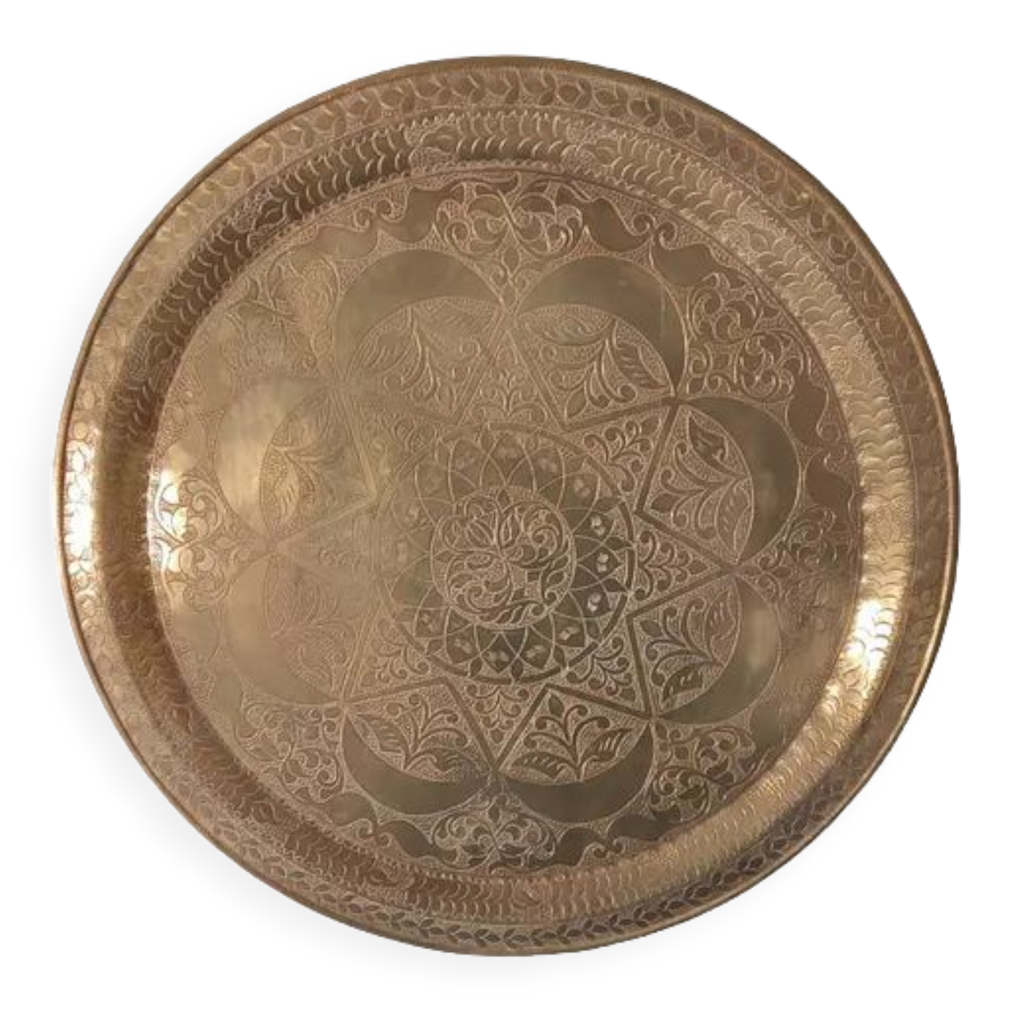 Large Oriental Tea Tray Engraved Hands
