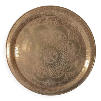 Large Oriental Tea Tray Engraved Hands