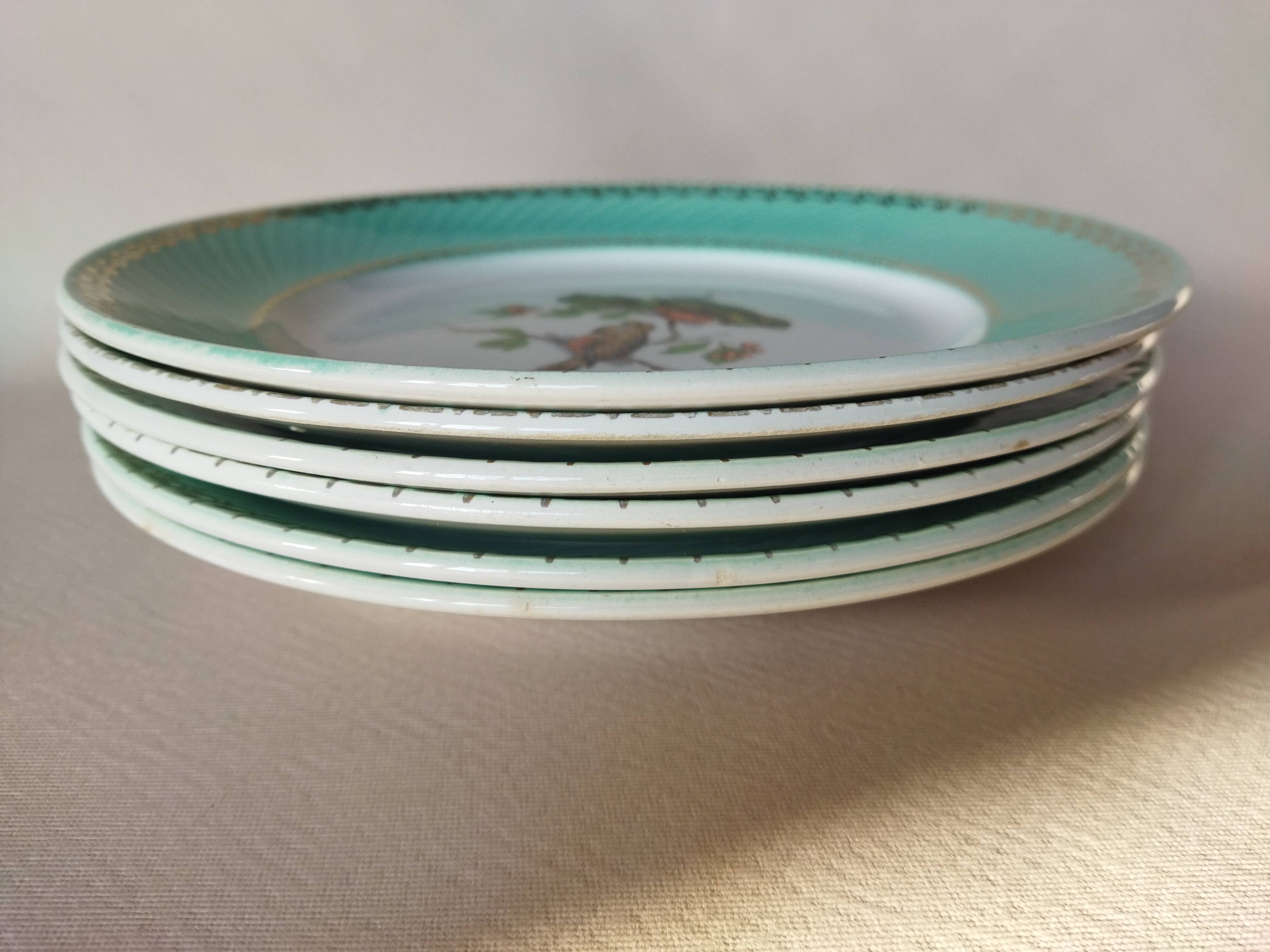 6 assiettes plates Fenal Badonviller "Oiseaux" vintage années 1950