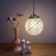 Vintage art deco globe pendant light in pink and gold Clichy glass