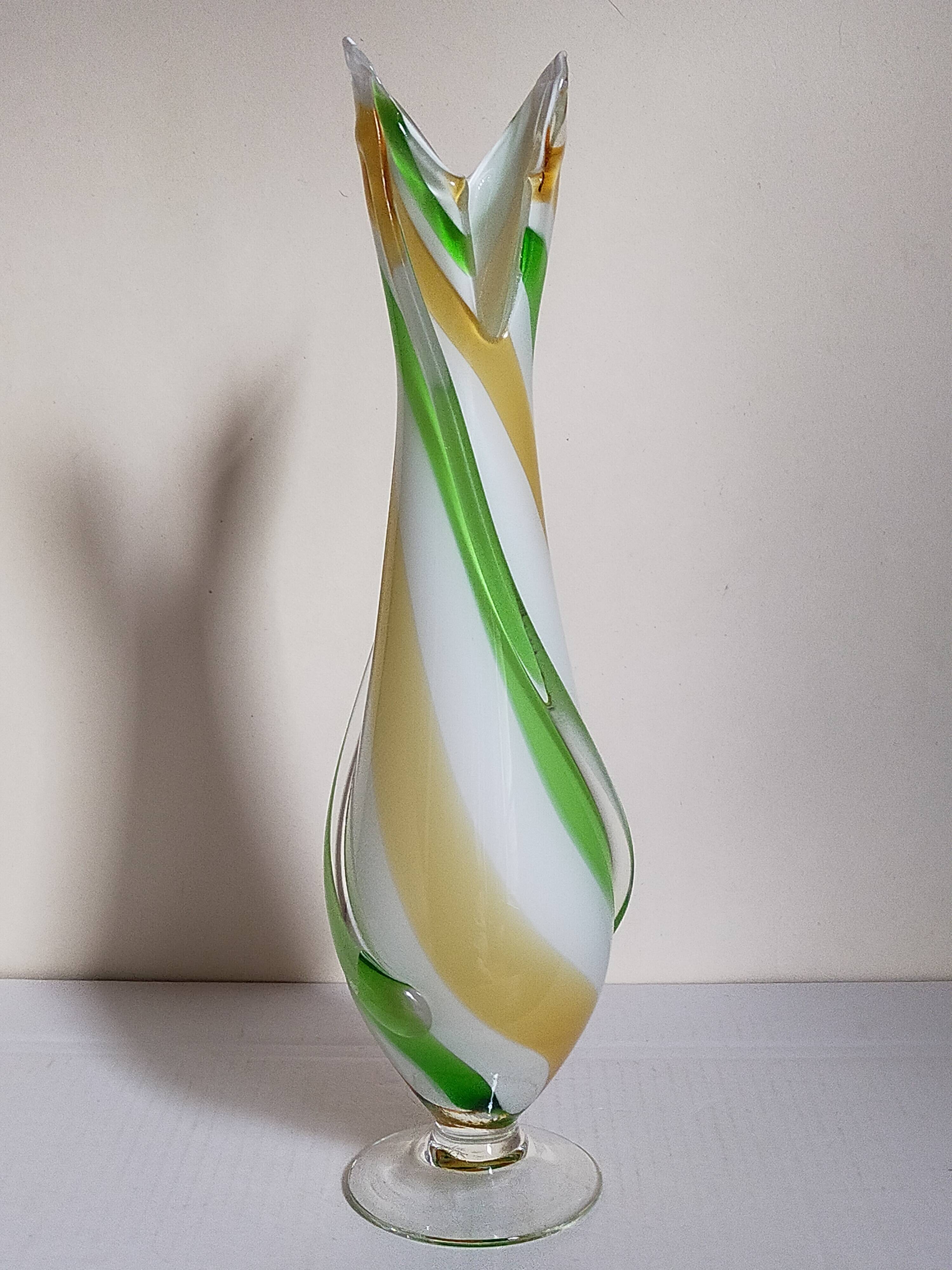 Vintage two-tone glass vase 39 cm