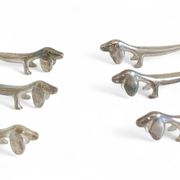 Vintage Knife Rests, Set of Six Silver Plated Dachshund Dogs, Italy, 20th-C