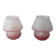 Pair of frosted pink glass mushroom lamps