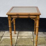 Faux Bamboo and Glass Side Table