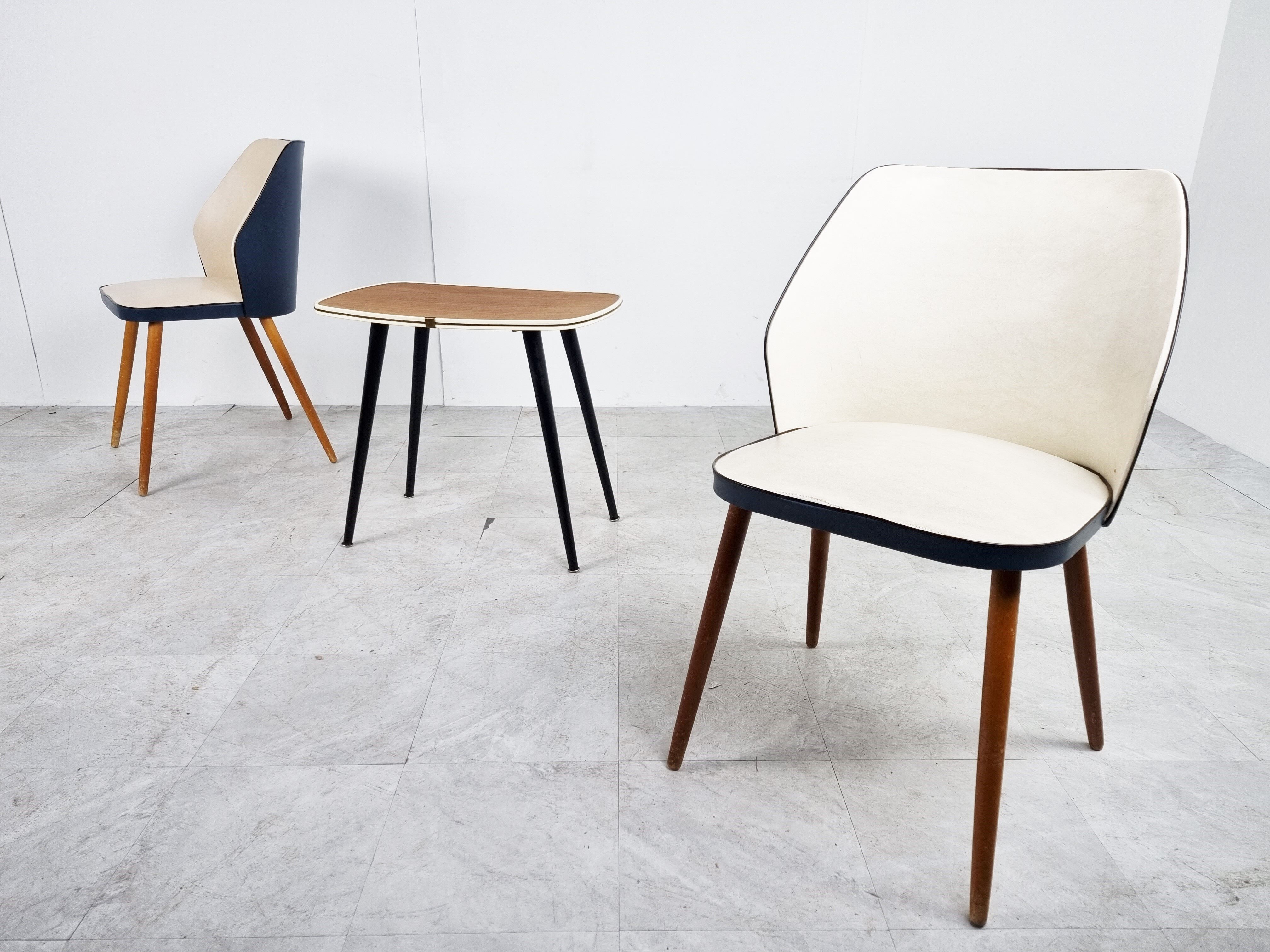 Pair of Vintage armchairs with table, 1960's Belgium