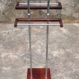 chrome and wood towel rack